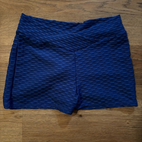 Blue Textured Women's Shorts - Picture 1 of 4
